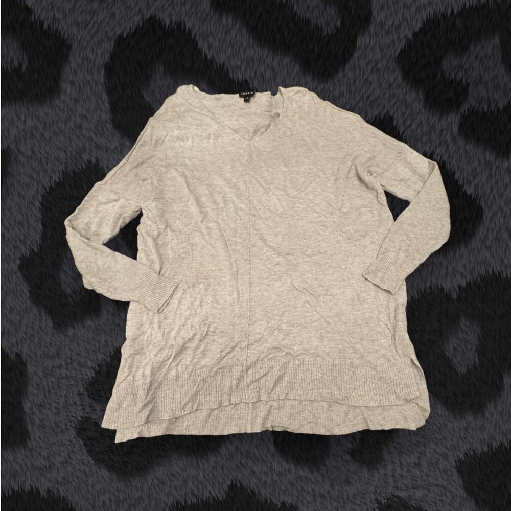 Torrid Light Gray Wool Blend Lightweight V-Neck Sweater Size 1X